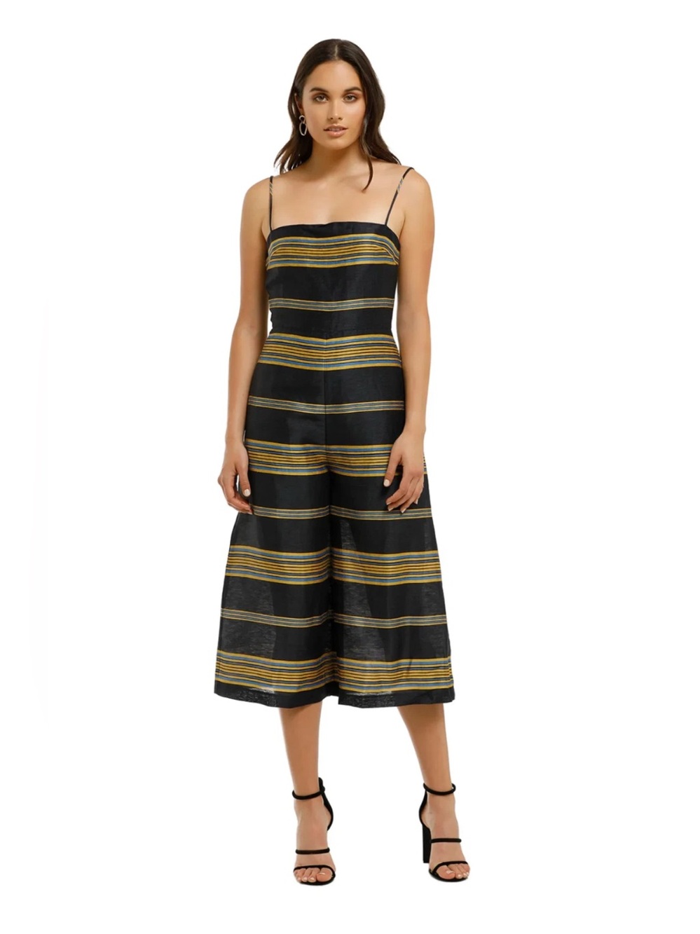 Third Form Parallels Striped Linen Jumpsuit Boho Wide Leg Camisole Womens 4